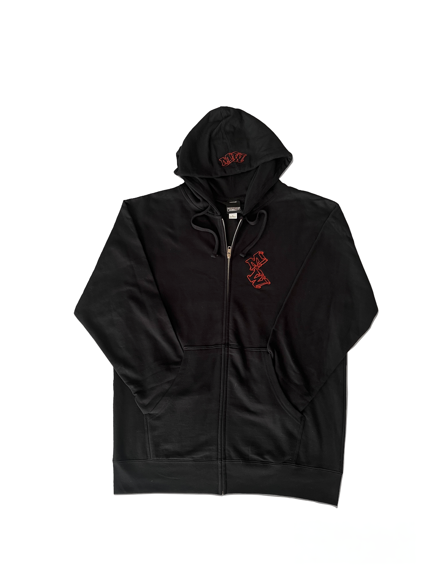 Double Embroidery Zip-Up Black