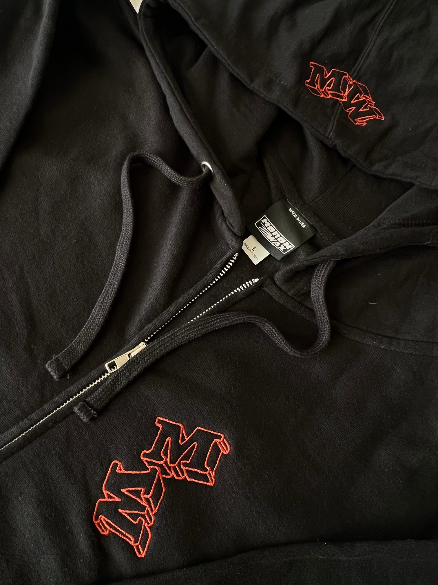 Double Embroidery Zip-Up Black